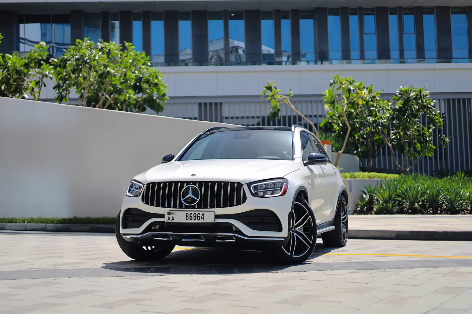 Rent Mercedes-Benz GLC 43 AMG White 2022 in Dubai