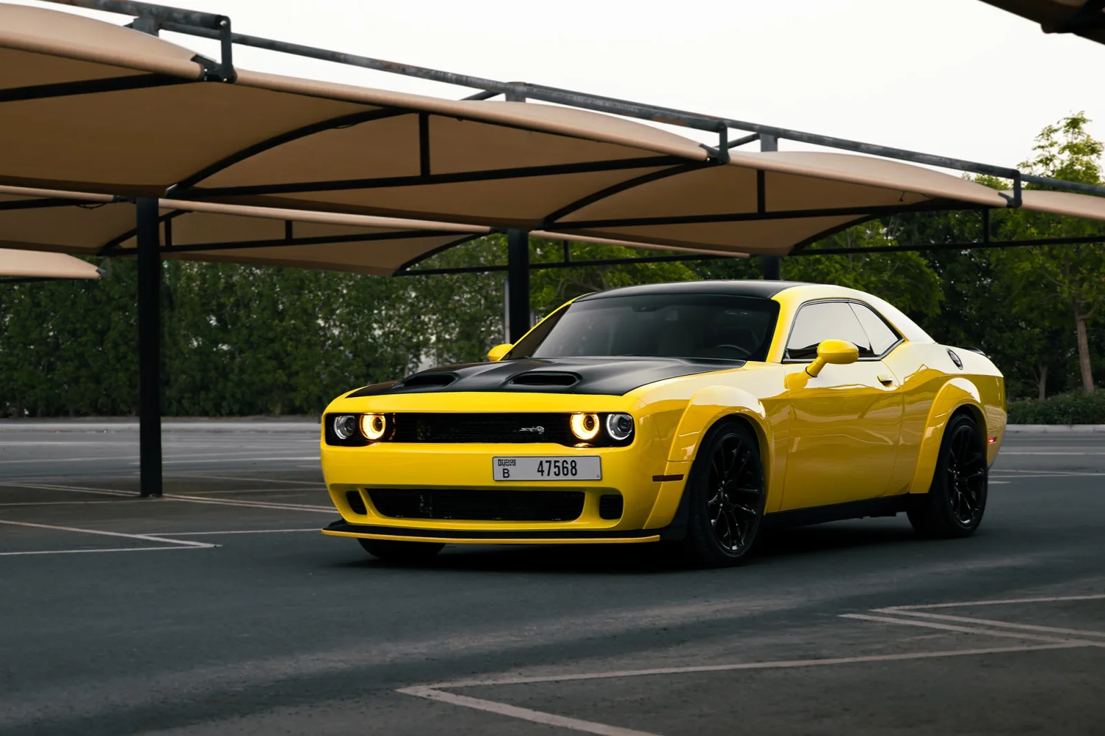 Rent Dodge Challenger R/T Scat Pack Yellow 2022 in Dubai - 2 