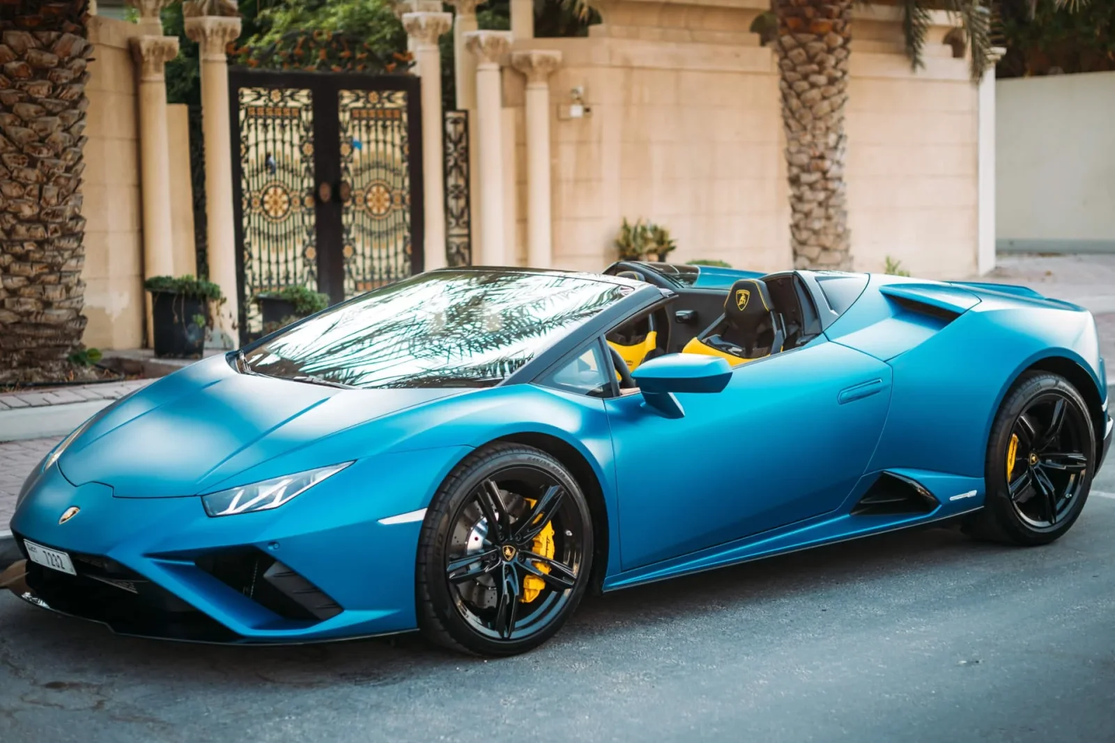 Rent Lamborghini Huracan Evo Spyder Blue 2021 in Dubai