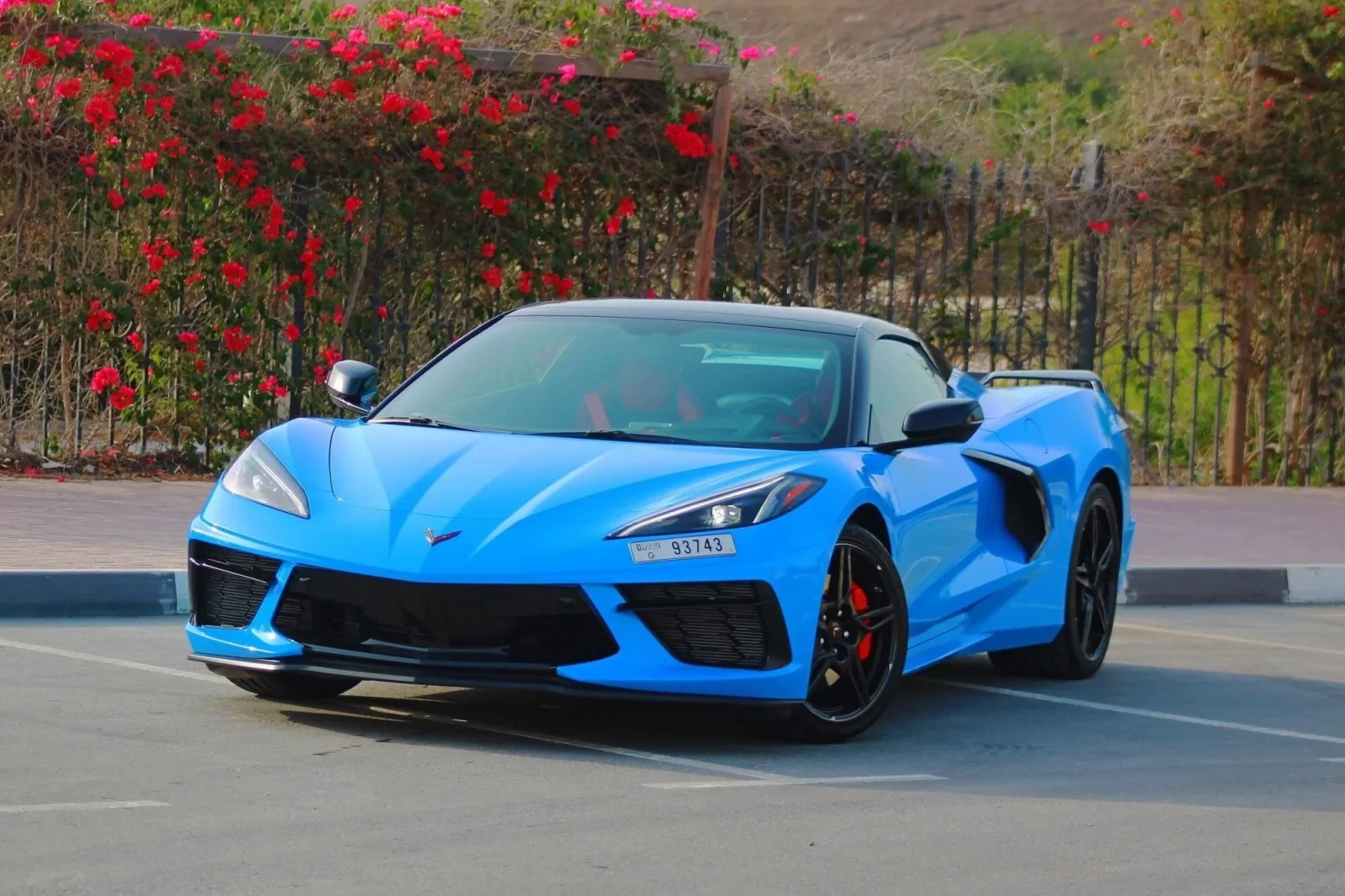 Rent Chevrolet Corvette Convertible Sky Blue 2022 in Dubai